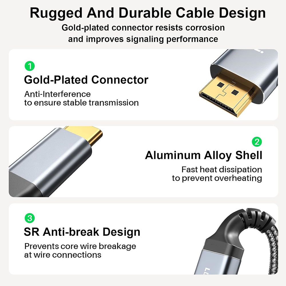 4k cavi compatibili usb c a hdmi tipo c a hdmi 2.0 thunderbolt 3/4 to 4 k 60hz 30hz per iphone 15 16 pro macbook huawei mate 30