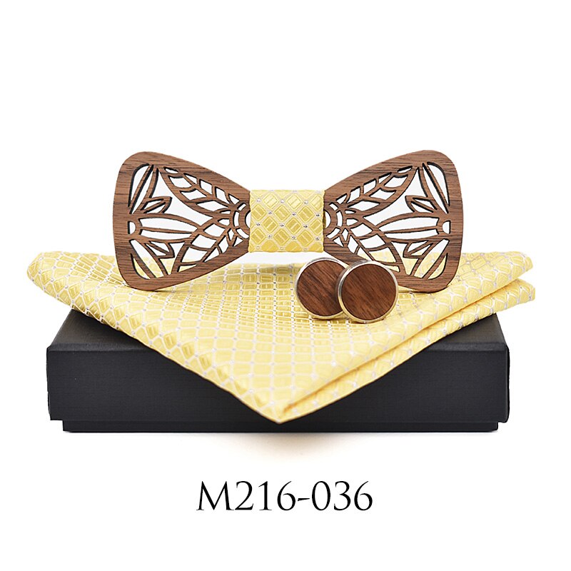 ZDJMEITRXDOOW holz fliege einstellen und Taschentuch Bowtie Krawatte Cravate Homme Noeud Papillon Mann Corbatas hombre Pajarita: einstellen-036