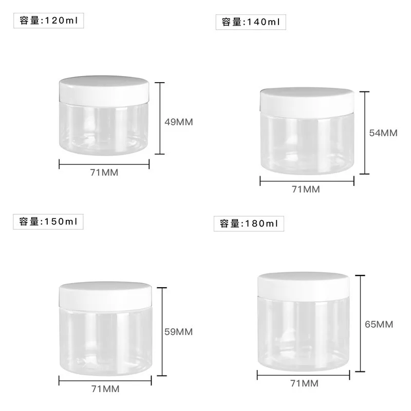 Doorzichtige PET-plastic potten 150 ml 200 ml 250 ml Transparant leeg cosmetisch masker Crèmewasverpakkingscontainers Potten met deksels