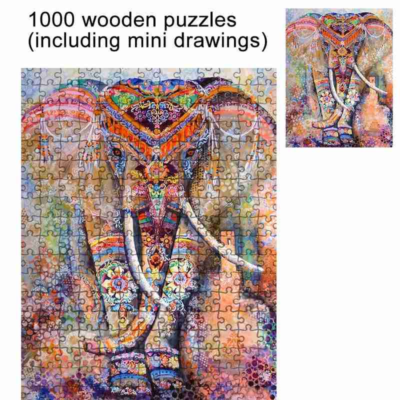 1000 Stuks Papier Legpuzzels Educatief Speelgoed Olifant Patroon Puzzels Interactief Spel Legpuzzels Speelgoed Voor Volwassenen Kids