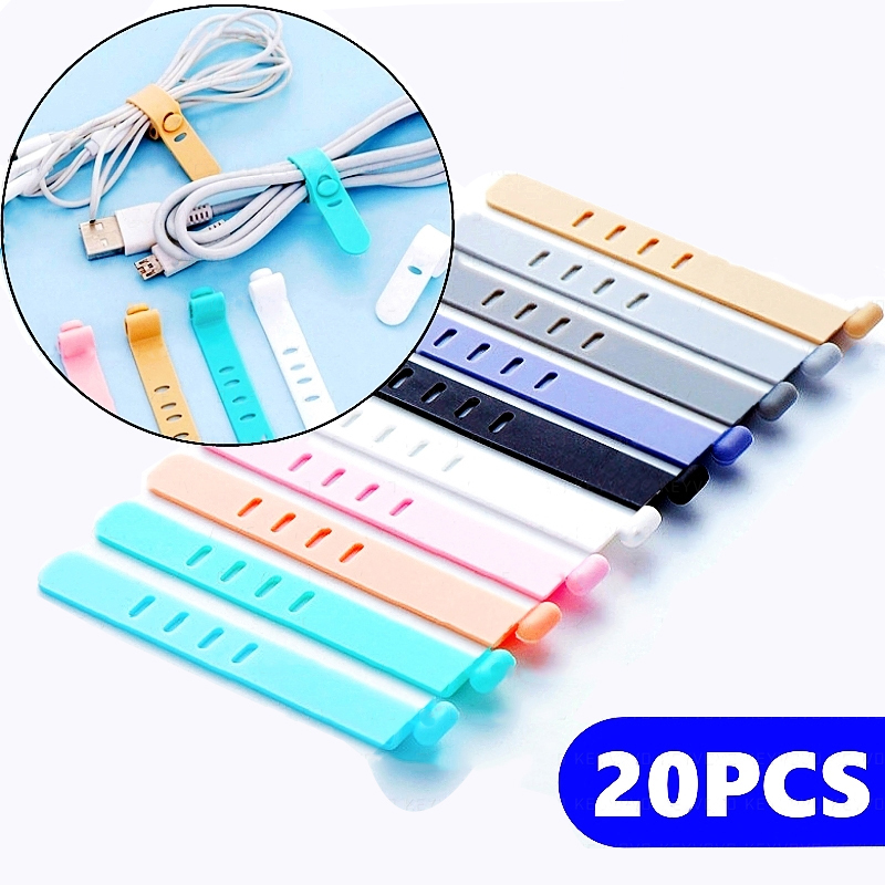 20pcs Cable Organizer Winder Earphone Clip Charger Cord Organizer Management Silicone Wire Holder Cord Fixer Holder Cable Belt