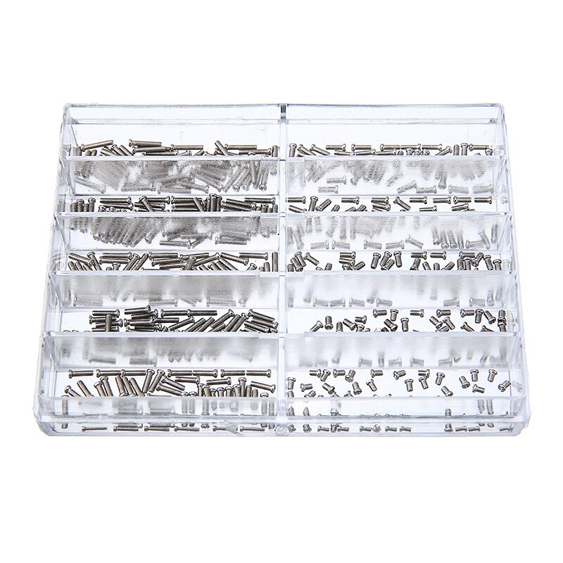 Micro vis de montre en acier inoxydable, Kit de réparation, pour horloger, réparation d&#39;horloge, lunettes de soleil, 500 pièces
