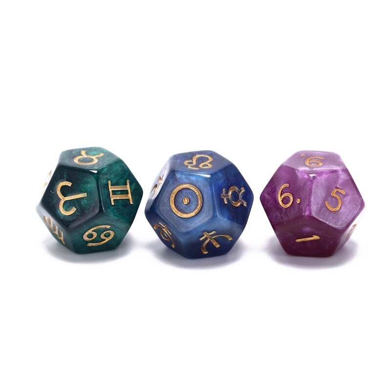 20Mm 3Pcs Astrologische Dobbelstenen Set Multi-Facet Resin Dice Voor Constellation Games Entertainment