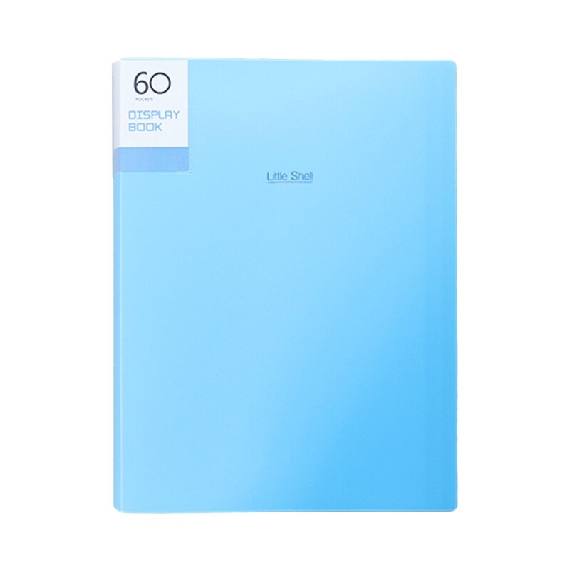 A4 Display Book 20/30/40/60 Pages Transparent Insert File Folder Document Bag N7MA: Lake Blue 60 Page