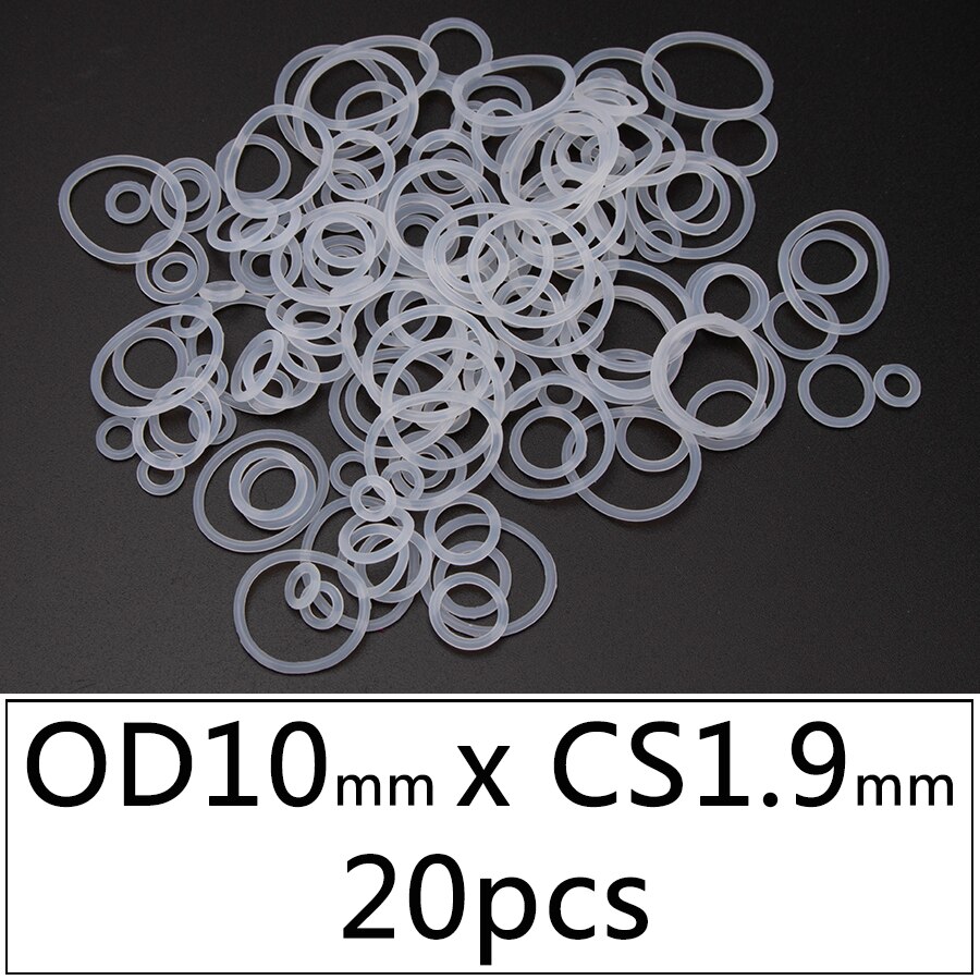 20Pcs Vmq Siliconen Rubber Afdichting O-Ring Vervanging Wit Afdichting O Ringen Pakking Washer Od 6Mm-30Mm Cs 1.9Mm Diy Accessoires S119: OD10mmxCS1.9mm 20pcs