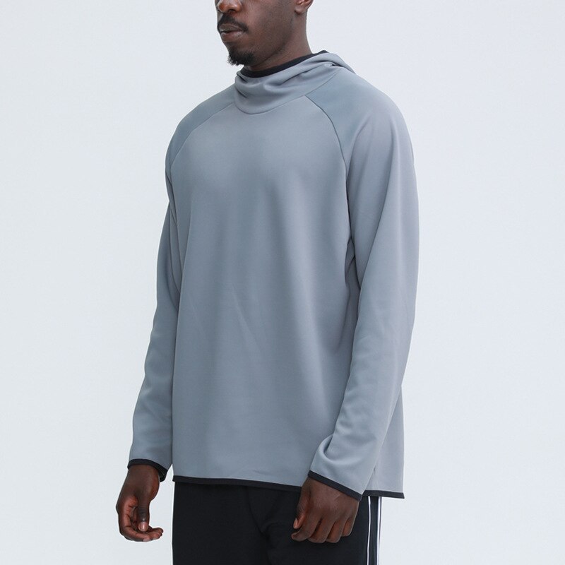 Sudadera con capucha de manga larga para hombre, ropa deportiva de color puro con cuello levantado, hipster, entrenamiento, fitness, otoño e invierno, nueva