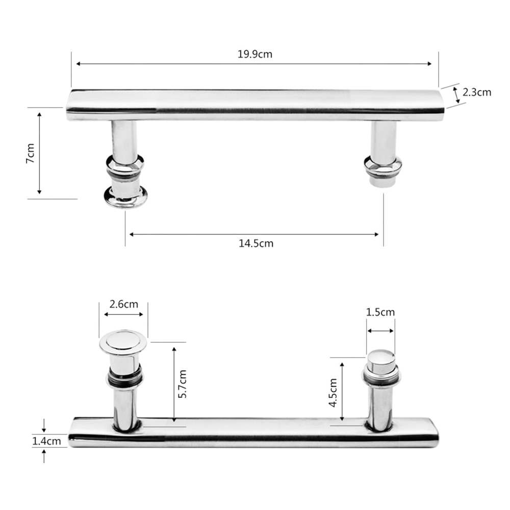 2pcs/lot ABS&Stainless Steel Brushed Sliding Glass Door Handles For Shower Steam Sauna Room Installation Hole Distance 14.5cm
