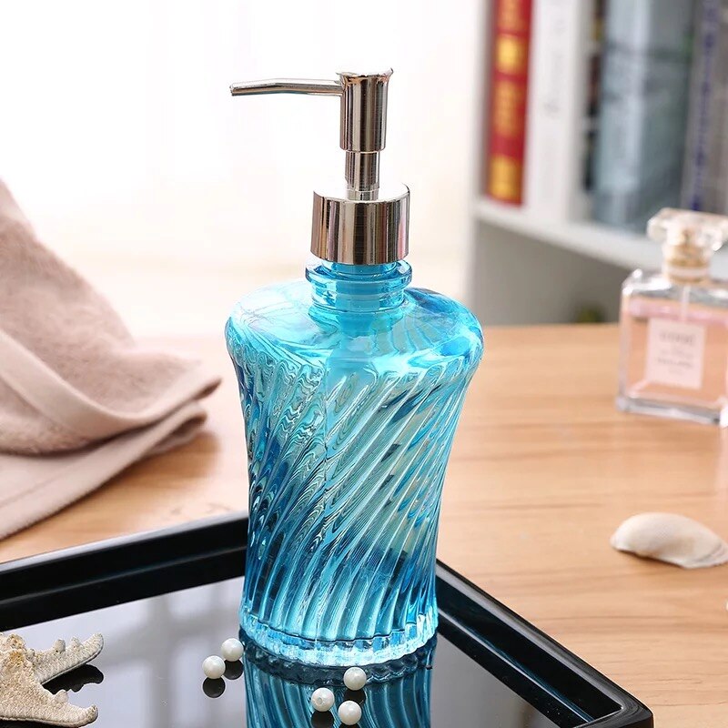 European Style Glass Hand Sanitizer Bottle Lotion Bottles Bath Shower Gel Shampoo Press Liquid Soap Dispenser Bathroom Supplies