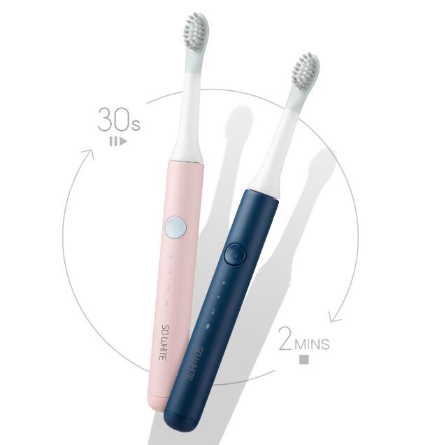 Xiaomi-cepillo de dientes eléctrico sónico SO WHITE, 2 colores, limpieza profunda de dientes, cerdas DuPont pequeñas y portátiles, carga inductiva