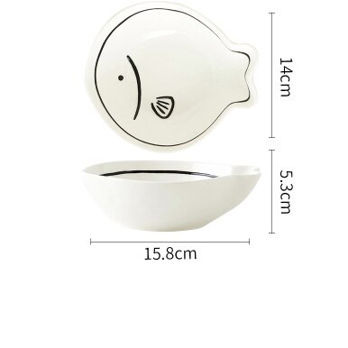 Cartoon Dinner Plate Set Ceramic Kitchen Plate Breakfast Tableware Set Food Dishes Rice Salad Noodles Bowl Soup Kitchen Tool: 005