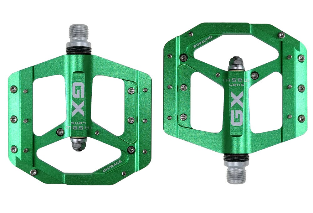 SHANMASHI Ultralight Mountain Bike Pedals Platform CNC Aluminum Alloy Bearings Bicycle Pedal MTB BXM Pedals Non-Slip Flat Pedals: green