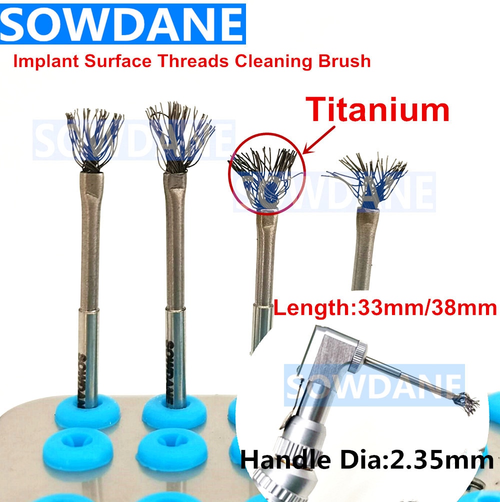 Dental Debridement Peri-Implantitis Implant Surface Threads Cleaning Brush Titanium brush Autoclavable