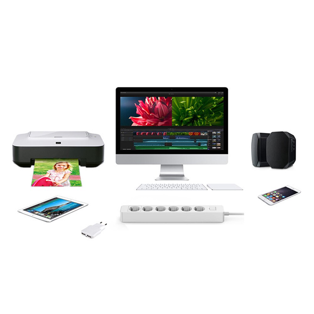 Power Strip Surge Protector 5/6 AC Outlets Stopcontacten EU Plug 16A 250V 1.5m Verlengsnoer Schakelaar Overbelasting Bescherming desktop