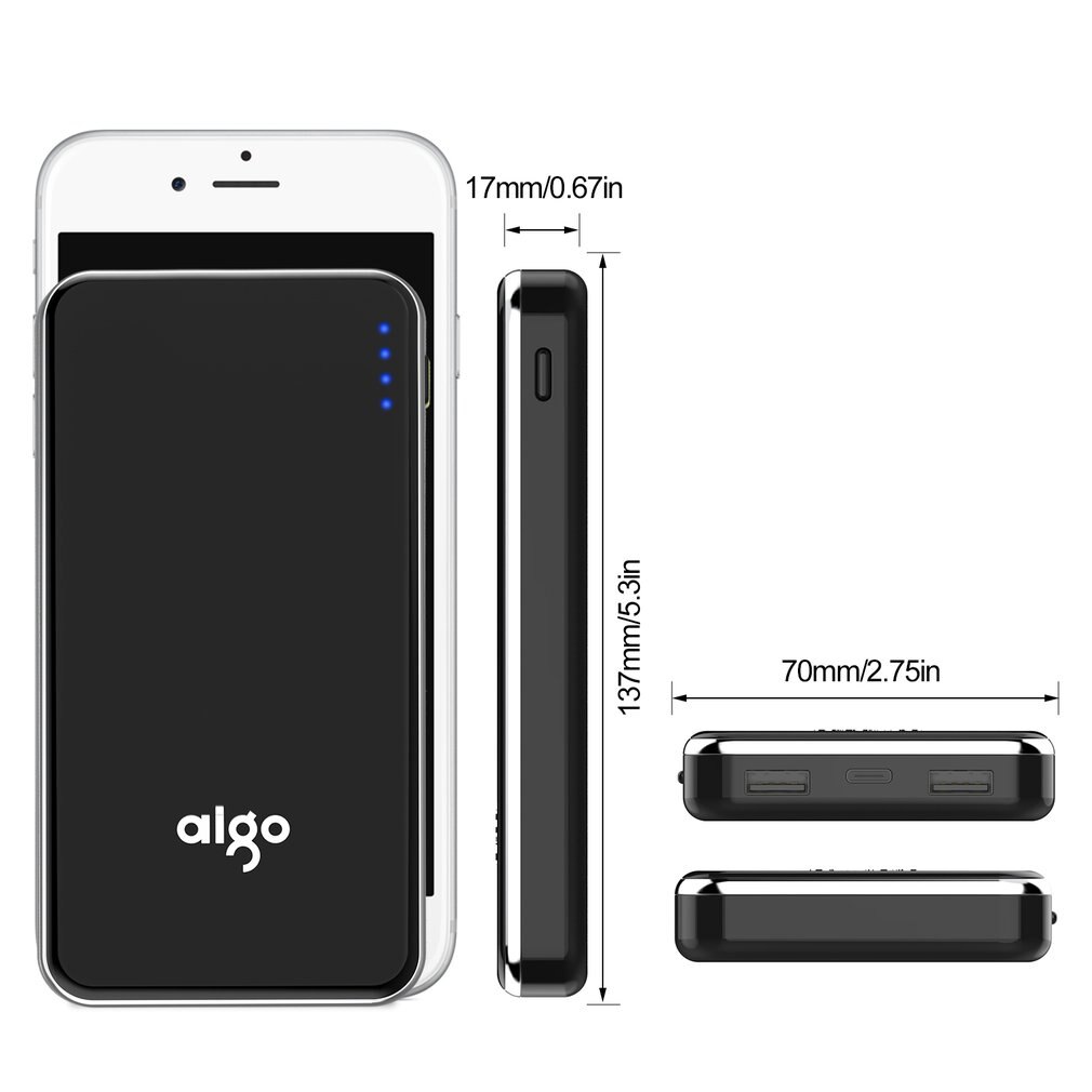 Aigo 5V/2A 10000Mah Micro-Usb Polymer Core Ultra Slim Dual Usb-poorten Draagbare Externe Batterij snel Opladen Charger Power Bank