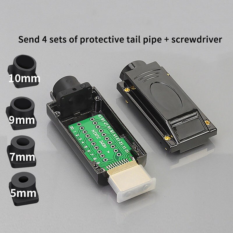 Conector de cabeza de soldadura HDMI, carcasa de aleación de aluminio, Junta chapada en oro, línea HD 4K, macho DIY: B