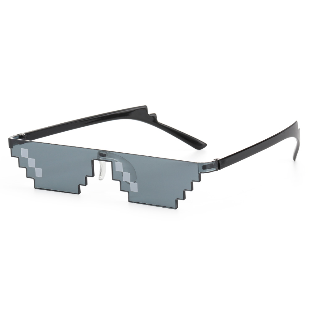 divertido mosaico gafas de sol Thug Life gafas de sol Pixel negro Retro Gamer Robot gafas de sol de cumpleaños Cosplay favores: Negro