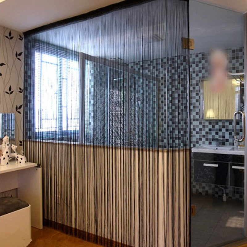 100CM X 200CM Solid Color Curtains Thread Line Curtains For Living Room Door Wall Window Panel Tassel Curtain Home Decoration