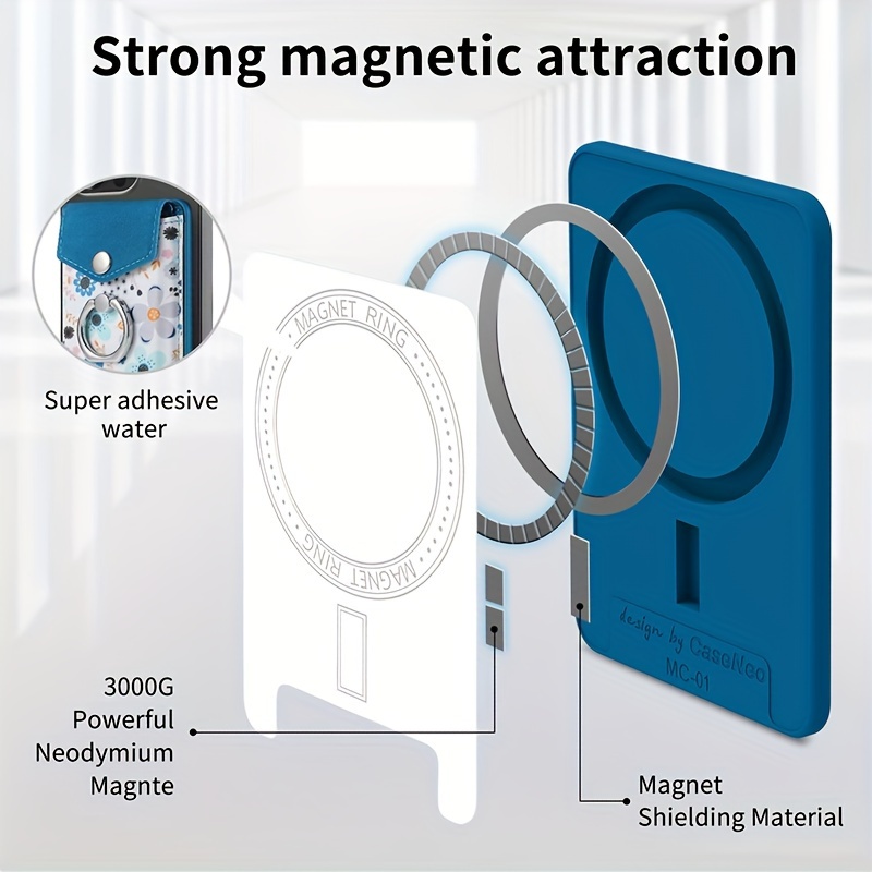 Magnetische telefoonkaarthouder Ring Kunstleer Portemonneezak Multi-kaartcapaciteit Veilige grip en standaardfunctie voor Magsafe Bag