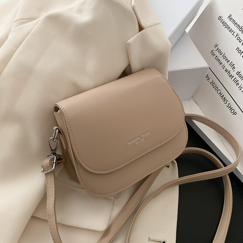 D0LF Women Hip Hop Soft Pu Leather Crossbody Multi-color Ladies Saddle Bag: Khaki