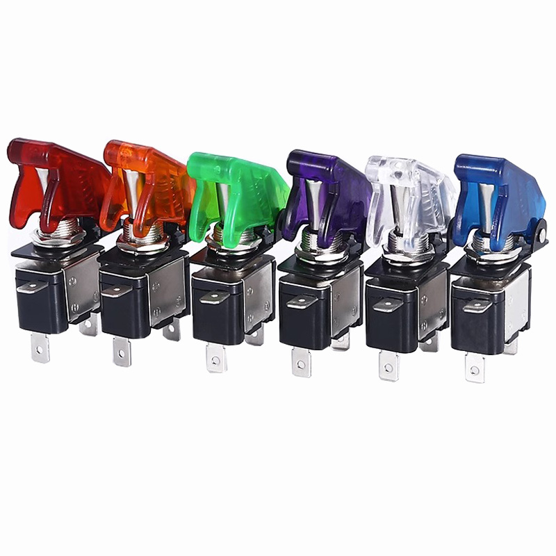 Auto Car Boat Truck Illuminated Led Toggle Switch With Safety Aircraft Flip Up Cover Guard 12V20A transparent