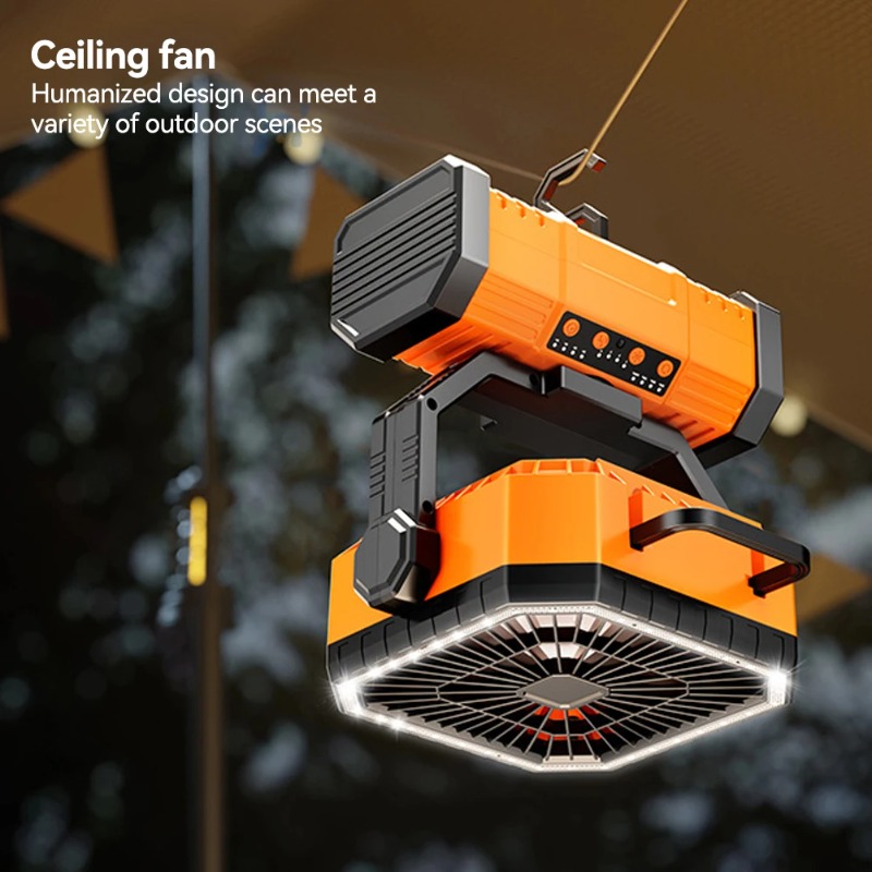 Ventilador de techo para acampar, circulador de Camping recargable de 20000Mah con luz y Control remoto, ventilador de circulación de aire frío para acampar