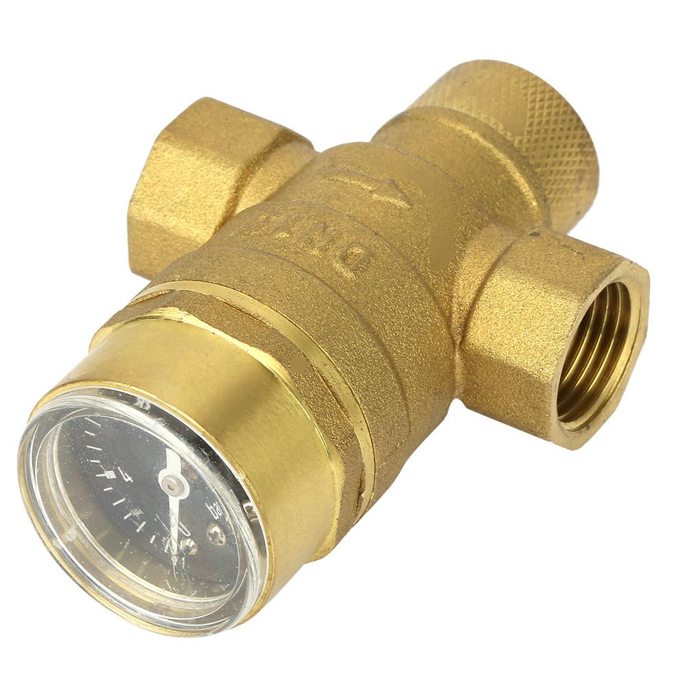 1/2" Brass Water Pressure Reducing Valve Relief Valve With Guage Meter Adjustable Water Flow