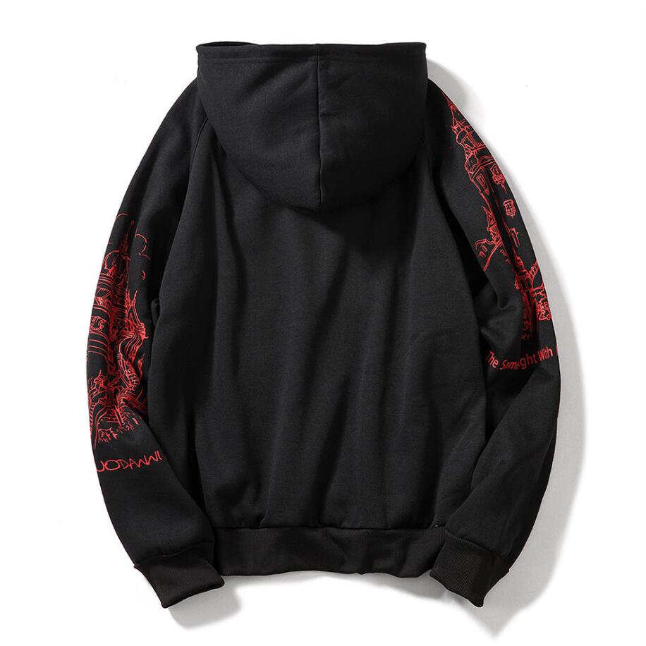 EU Size Schets Print Oranje Hoodies mannen Dikker Kleding Winter Sweatshirts Mannen Hip Hop Streetwear Effen Fleece Man Hoody