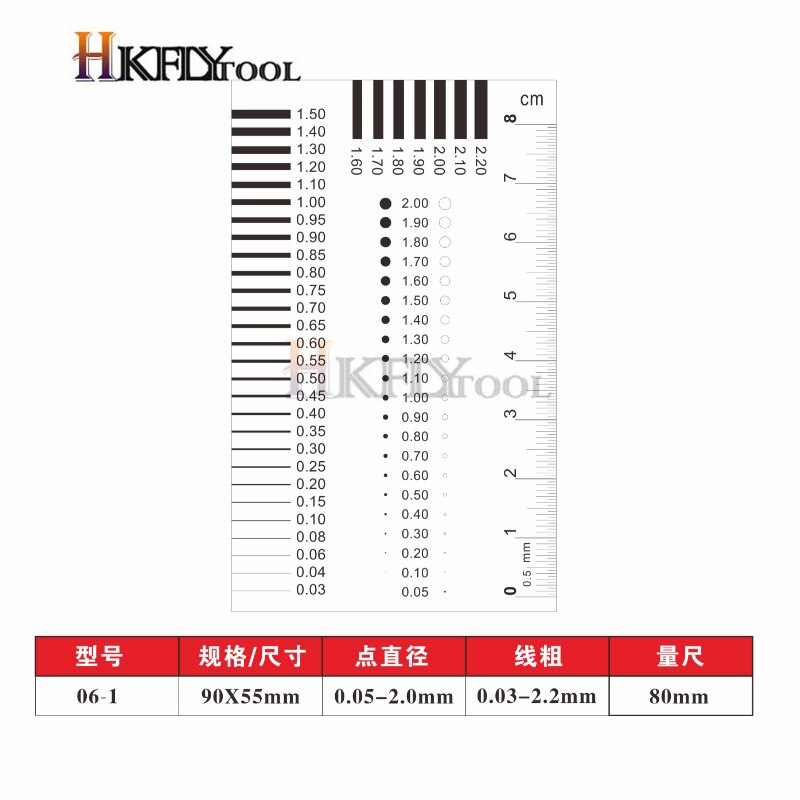 Soft Ruler Microscope Micrometer Calibration Slide Line Width Particle Diameter Measurement Tool High Precision Film Point Gauge: No.06-1