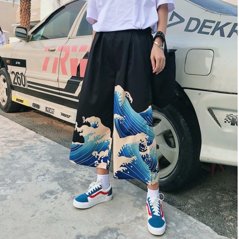 Chinese Style Wide Leg Pants Asian Streetwear Vintage Casual Sweatpants Hippie Pants Men Japanese Trousers Kimono Pants 10832: 2 / L