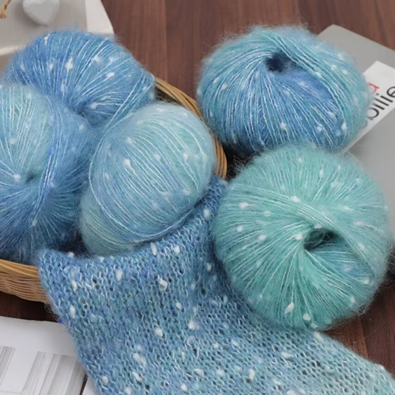 Hilo de Mohair de Alpaca para ganchillo, paquete de 150g de puntos coloridos para tejer chal, ropa, bufanda, hilo de lana teñido segmental degradado para bebé