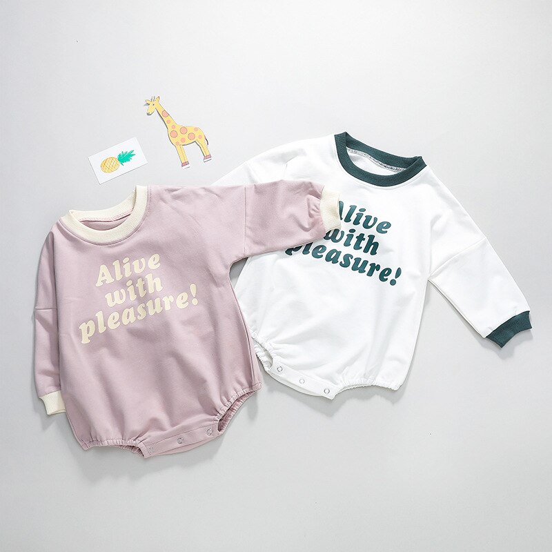 Baby pasgeboren kind baby jongen meisje katoenen lange mouwen bodysuit zonnepak outfit set kleding warm schattig eendelig