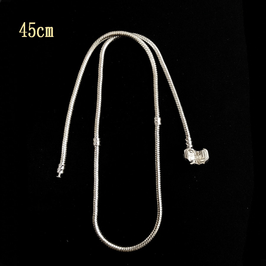 Seialoy 45cm Snake Chain Necklace Fit Original Beaded Charms Pendant Necklace Diy Handmade Women Men Jewelry Boy Girls