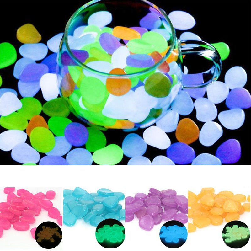 100 stuks lichtgevende stenen voor tuinpaden, aquariumstenen voor decoratie van vissenkommen, lichtgevende tuindecoratie in het donker