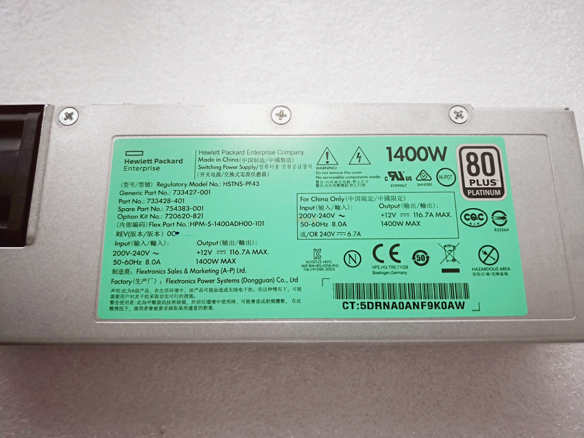 1pc 1400W Power Supply 720620-B21 733427-001 754383-001 733428-001 For HP DL380 DL 360 DL388 G9 HSTNS-PD43 DPS-1400CB