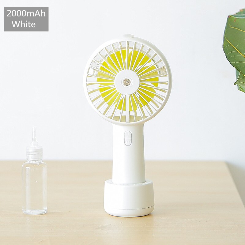 Draagbare waternevelventilator op batterijen, elektrisch, oplaadbaar via usb, draagbare mini-ventilator, koel-airconditioner, luchtbevochtiger voor buiten.: Wit