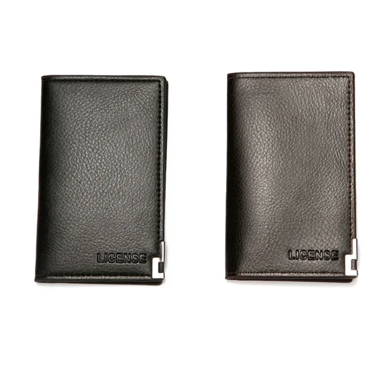 Loja de cierre hacia abajo, venta de liquidación, bolsos de cuero PU para tarjetas de crédito, monedero con patrón de lichi para hombre, tarjetero de identificación y tarjetas de visita