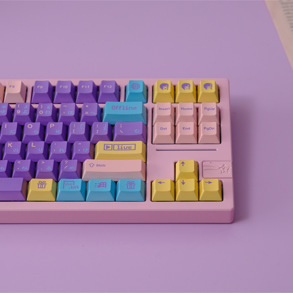 Purple Cherry Profile PBT Keycaps Candy Pixels Dye-Sub 150 Keys Split ANSI Big Set Key Caps For Mechanical Keyboard Wooting A75