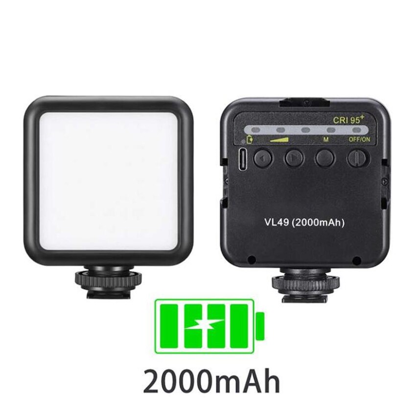 VL49 Mini Camera Video Licht Met Koud Schoen, Draagbare &amp; Oplaadbare 2000Mah Led Fotografie Lamp Dimbare Voor Vlogging