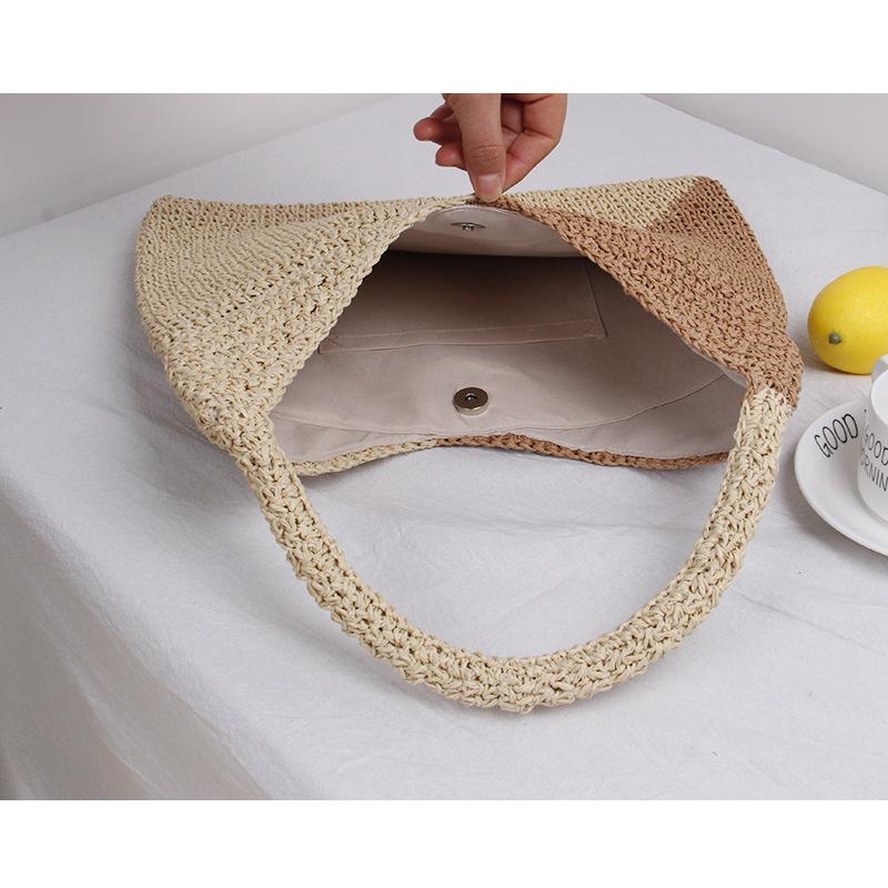 Borsa a tracolla intrecciata in paglia di moda impiombatura borsa a tracolla nera boemia borse da spiaggia Shopper da donna borsa a tracolla borse 2022 nuovo