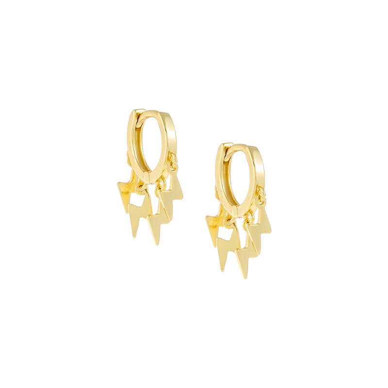 Inmaker Creatieve Glossy Mini Lightning Oorringen Voor Vrouwen Mannen 925 Sterling Zilveren Oorbellen Sieraden Boucle D' Oreille: gold