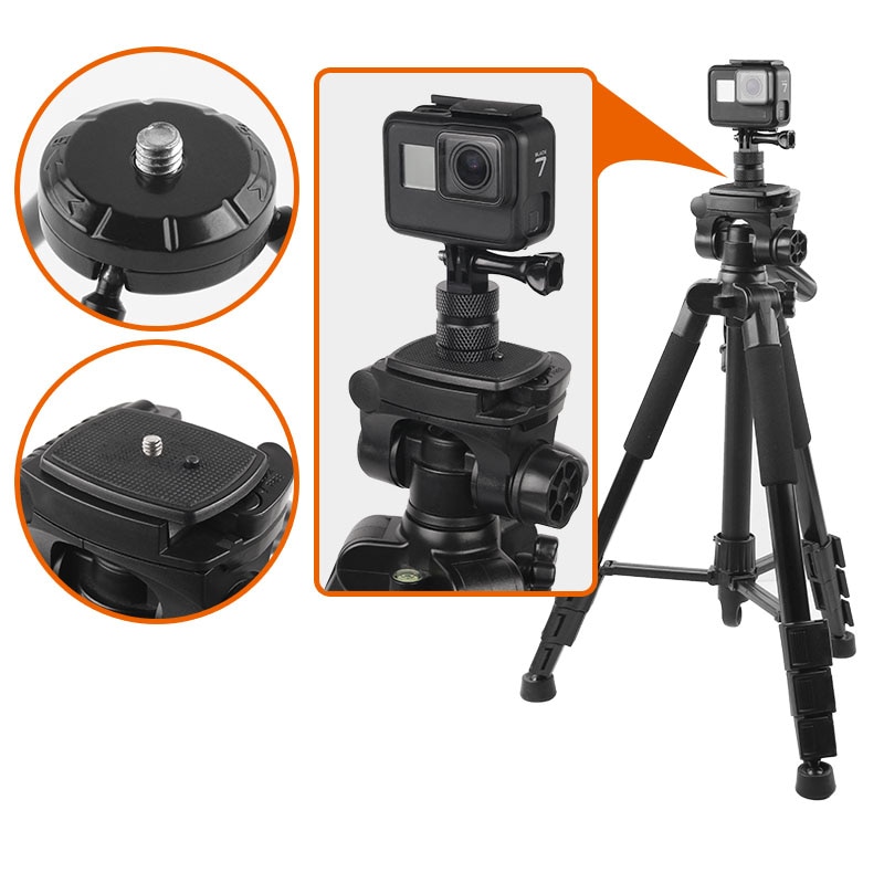 Support de trépied en Aluminium rotatif pivotant à 360 degrés pour GoPro Hero 8 7 6 5 4 3 DJI Yi 4K Sjcam Eken H9 Go Pro Insta360 accessoires