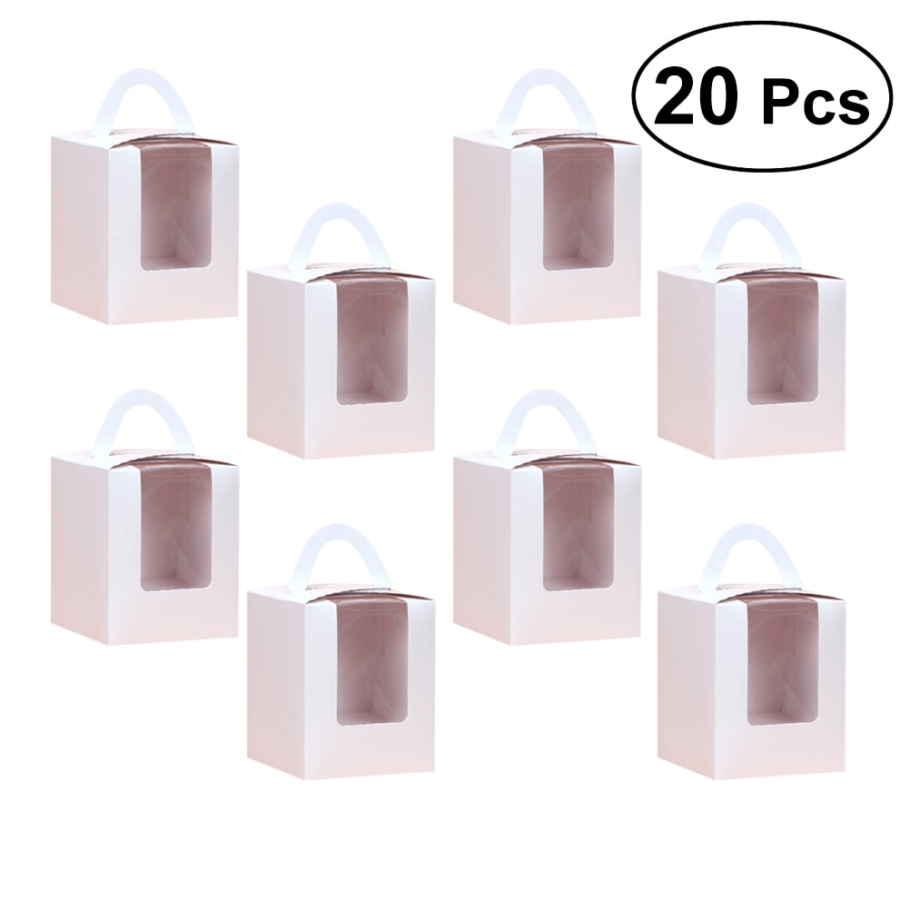 20 Stuks Cupcake Dozen Containers Met Kartonnen Insert Trapas Voor Kleine Wegwerp Voedsel Containers: WHITE