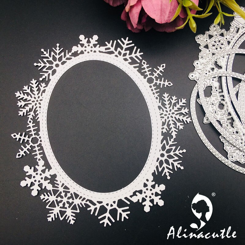 Metal Cutting die Cut nesting Oval snowflake frame Scrapbooking Paper Craft Handmade Card Album Punch Art Cutter Alinacutle Die