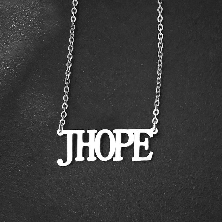 Kpop coreano ejército carta de silicona ajustable pulseras para mujeres niñas niños Punk mano inicial pulsera bisutería de cumpleaños: Necklace Jhope