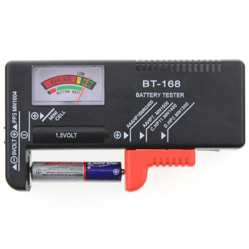 BT-168 AA/AAA/C/D/9V/1.5V batteries Universal Button Cell Battery Colour Coded Meter Indicate Volt Tester Checker BT168