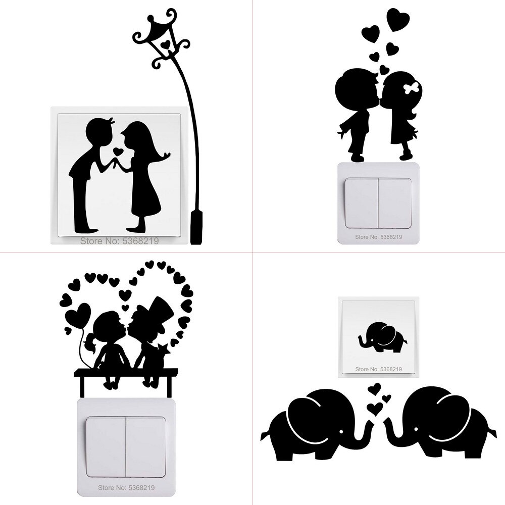 Light Switch Sticker Kids Baby Nursery Room DIY Wall Decoration Cat Fairy Moon Stars Vinyl Decal for Children Bedroom Home Decor