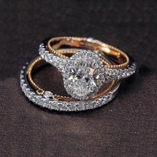 Zn Mode 2 Stks/set Rose Gouden Ei-Vorm Ring Creati... – Grandado