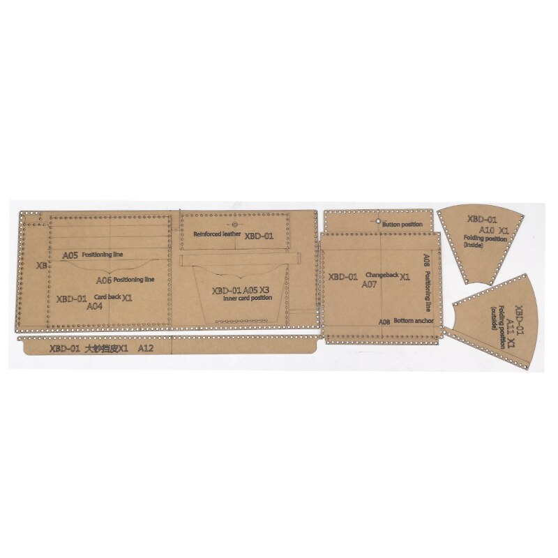 Diy leer naaipatroon kraftpapier sjabloon portemonnee heren portemonnee handgemaakte portemonnee engelse versie