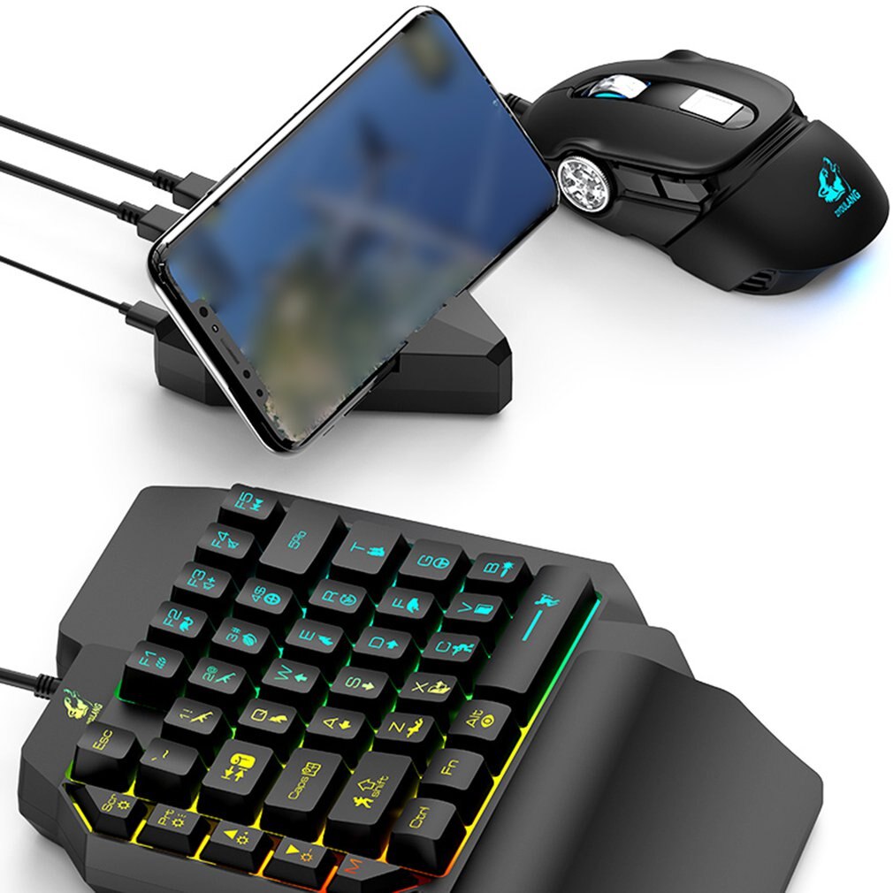 T1 Keyboard Mouse Combos Ergonomic Multicolor Backlight One-Handed Game Keyboard Mouse Set For Home Gamer Gaming Kit