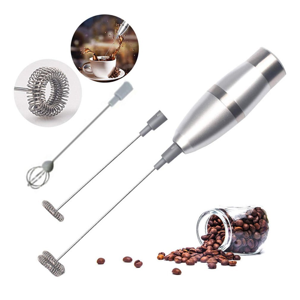 4pcs/Set Electric Milk Frother Stainless Steel Milk Shaker Fancy Coffee Brewer Milk Mixer Single And Double Egg Beater